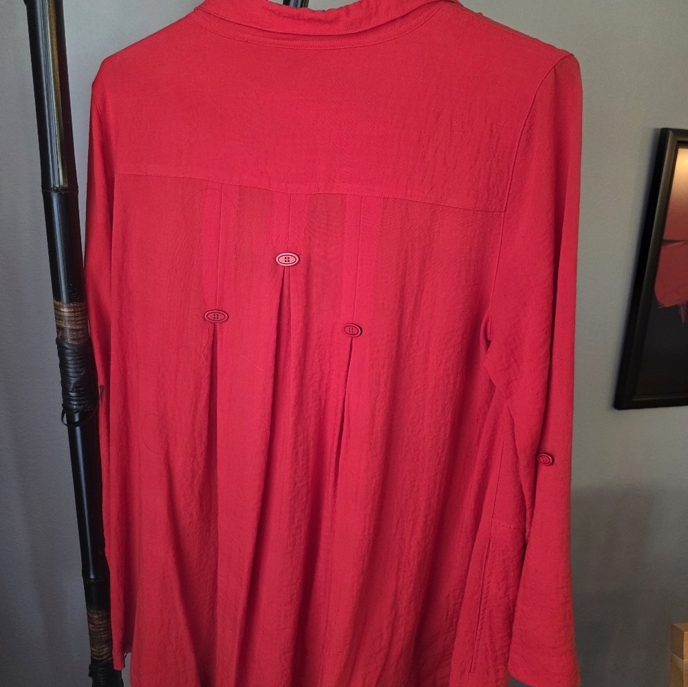 John Mark Red Women's Button-Up Blouse - Picture 5 of 10